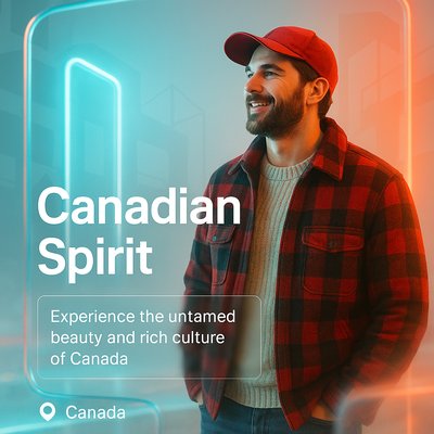 Promotional Travel Graphic Showcasing Canadian Culture