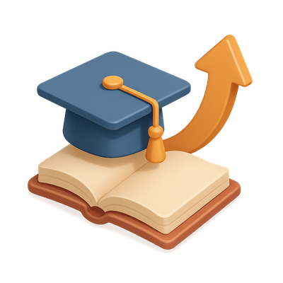 3D Education Icon Representing Lifelong Learning
