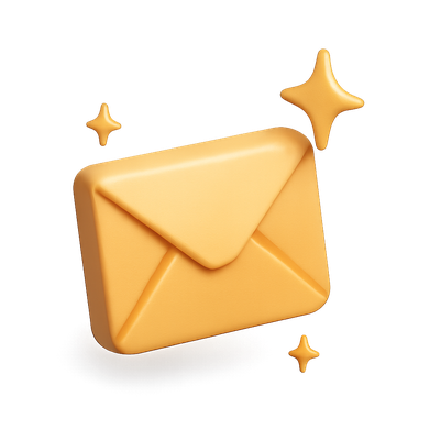 3D Sparkling Envelope Icon with Isometric Design