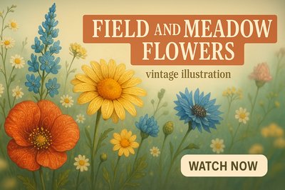Vintage Floral Illustration Featuring Field and Meadow Flowers