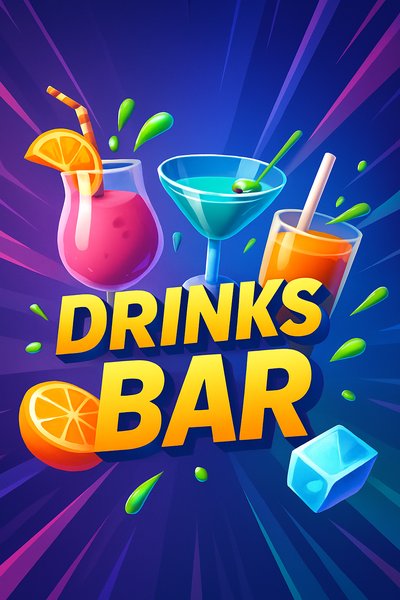 Vibrant Drinks Bar Illustration with Dynamic Elements