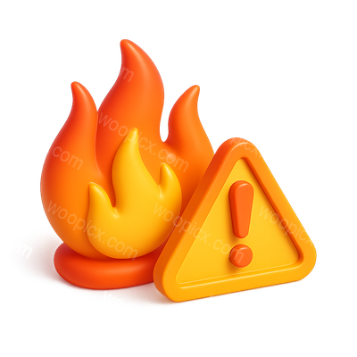 3D Fire Warning Icon with Volumetric Design