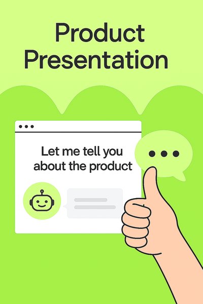 Engaging Product Presentation Graphic with Chatbot Element