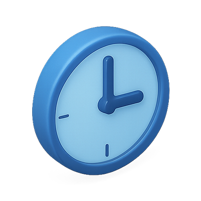 3D Illustration of a Blue Clock Icon