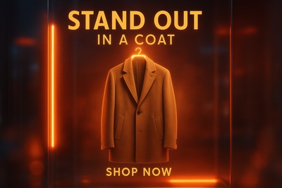 Neon Coat Advertisement with Luminous Accents