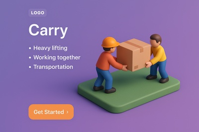 3D Scene of Small Characters Engaged in Carrying Objects