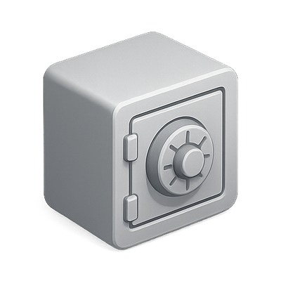 3D Illustration of a Gray Safe with Dial Lock
