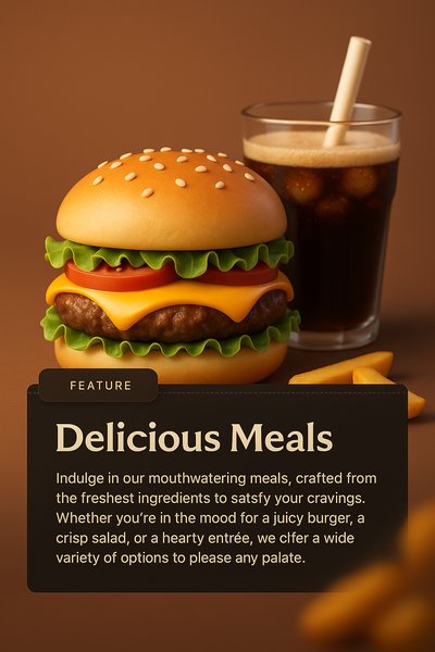 3D Illustration of a Delicious Meal with Burger and Drink