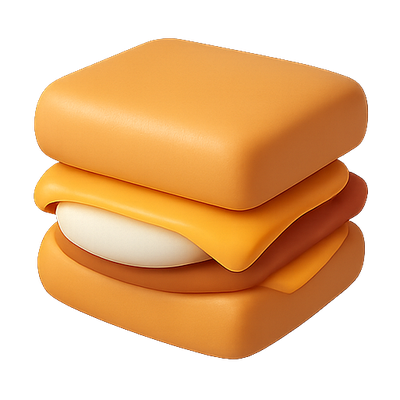 Stylized 3D Sandwich Icon with Layered Design