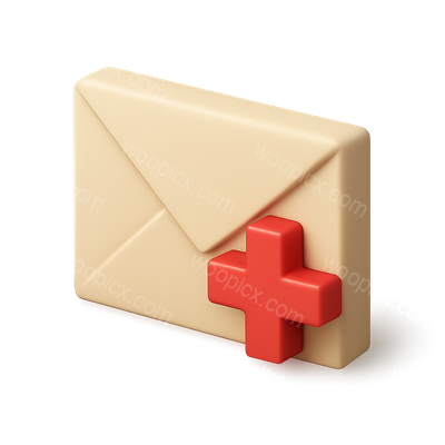 3D Envelope Icon with Cross Design for Communication