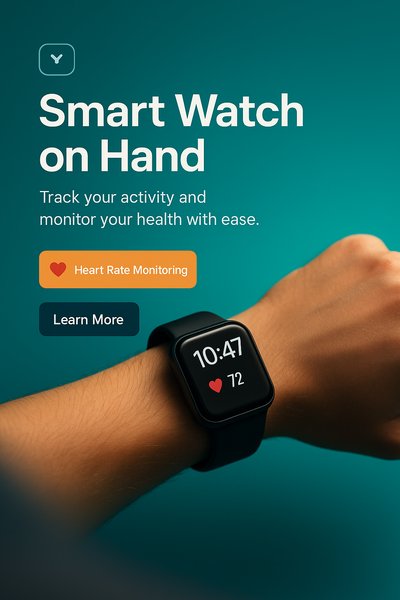 Sleek Smart Watch Promotion Image for Health Tracking