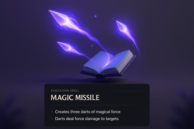 3D Magic Missile Illustration with Spell Book