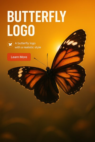 Realistic Butterfly Logo Design with Call to Action