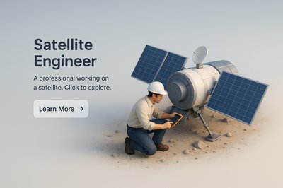 Realistic 3D Scene of a Satellite Engineer at Work
