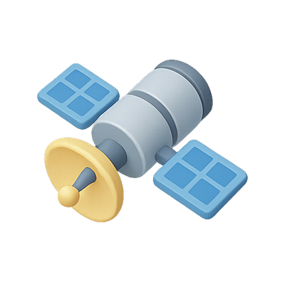 Stylized Satellite Icon in 3D Design