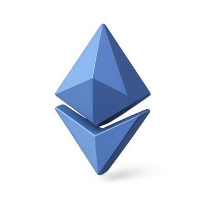 Stylized 3D Ethereum Icon with Isometric Design
