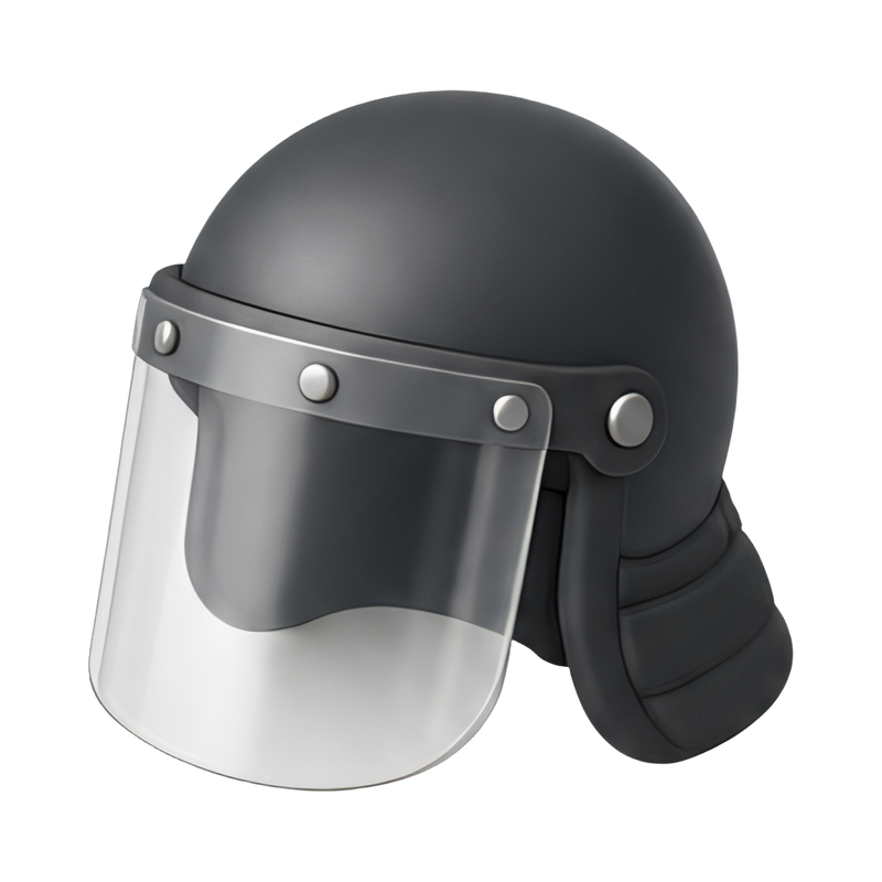 Riot helmet with visor detail