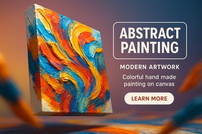 Vibrant Abstract Painting Display in Modern Style