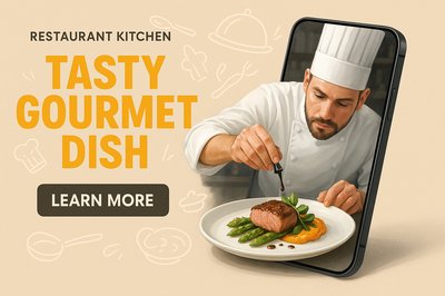 Master Chef Preparing Gourmet Dish in Modern Kitchen Setting