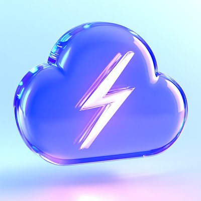 Stylized Cloud Icon with Lightning Bolt Design