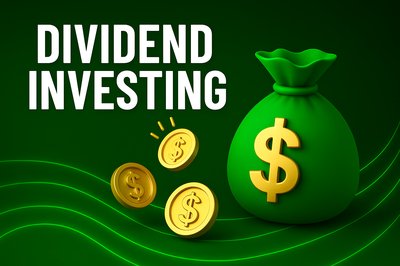 3D Graphic on Dividend Investing with Money Bag and Coins