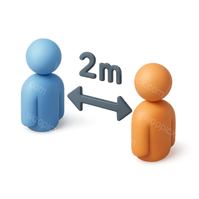 3D Icon Illustrating Social Distance Between Figures