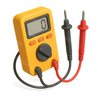 Realistic 3D Multimeter Icon with Probes and Display