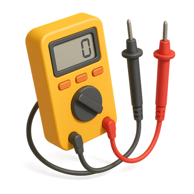 Realistic 3D Multimeter Icon with Probes and Display