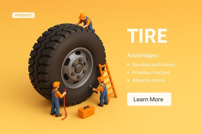 Detailed 3D Scene Featuring Tire with Miniature Figures