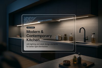 Modern Kitchen Design with LED Lighting and Sleek Elements