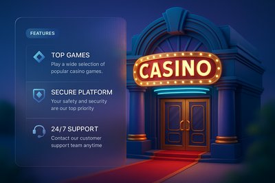 Stylish Casino Entrance with Feature Highlights