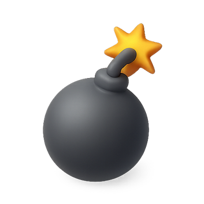 Stylized Cartoon Bomb Icon with Star