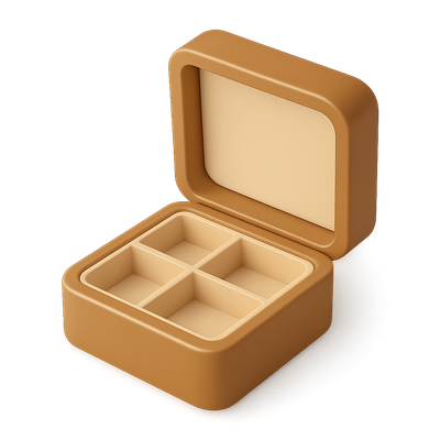 Stylish 3D Jewelry Box Icon with Compartments