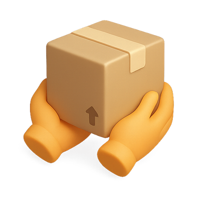 3D Icon of Hands Holding a Package