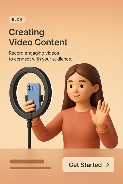 Blogger with Ring Light Creating Video Content