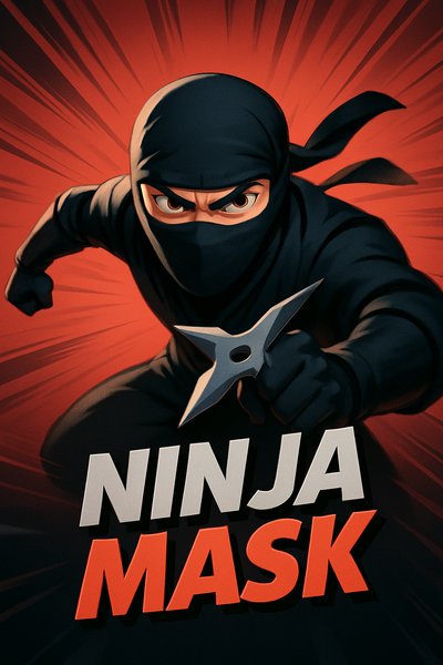 Dynamic Ninja Mask Illustration with Bold Colors