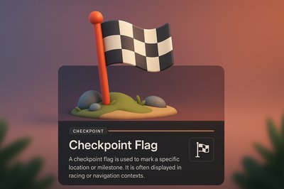 3D Illustration of a Checkpoint Flag in a Modern Design