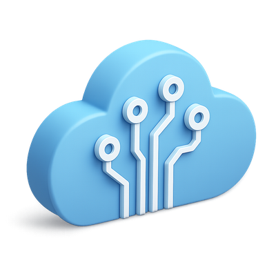 3D Cloud Circuitry Icon with Isometric Design