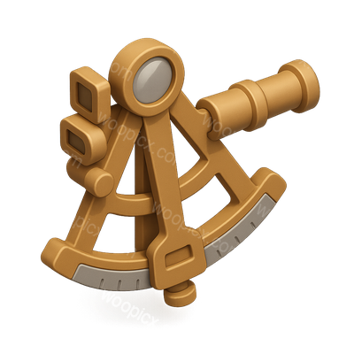 Stylized 3D Sextant Icon in Isometric View