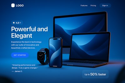 Dynamic Product Landing Page Design Featuring Apple Devices