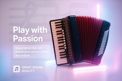 3D Accordion Graphic Promoting Musical Passion