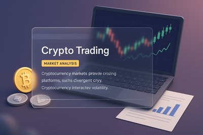 Desk with Crypto Coins and Price Graphs for Market Analysis