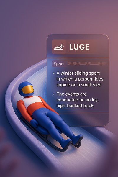 3D Illustration of Luge Sport with Integrated Design Elements