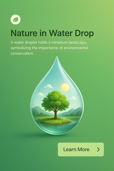 Nature in Water Drop: A 3D Eco Illustration