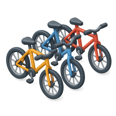 Colorful 3D Bicycle Cluster in Isometric View