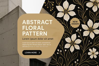 Elegant Abstract Floral Pattern in Black and Gold Design