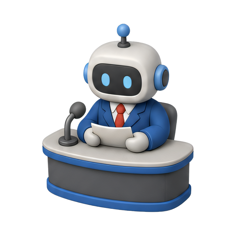 futuristic robot news anchor