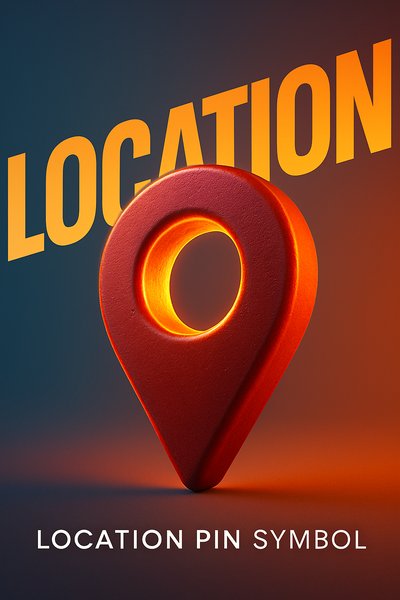 Dynamic Map Pin Design with Bold Typography and Gradient Background