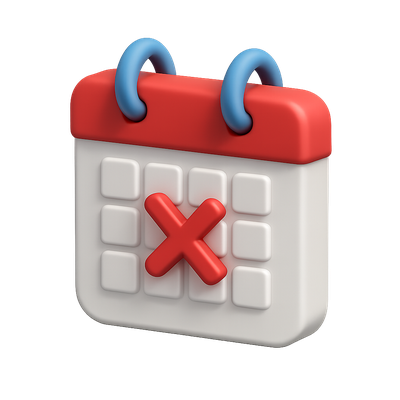 3D Canceled Calendar Icon with Isometric View