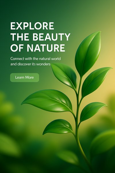 Nature Exploration Banner with Green Leaves